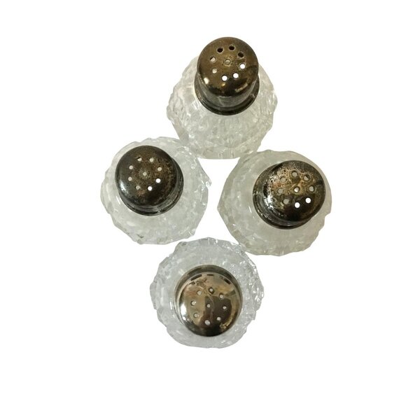 VTG LEONARD Japan Crystal Salt & Pepper Shakers in Box Set of 4 Silver Tops NOS - Picture 5 of 8